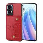 For OPPO Reno7 Pro Double Buckle Card Slots Magnetic Phone Case(Red)