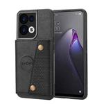 For OPPO Reno8 Double Buckle Card Slots Magnetic Phone Case(Black)