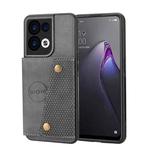 For OPPO Reno8 Double Buckle Card Slots Magnetic Phone Case(Grey)