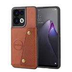 For OPPO Reno8 Double Buckle Card Slots Magnetic Phone Case(Brown)