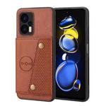 For Xiaomi Redmi Note 11T Pro Double Buckle Card Slots Magnetic Phone Case(Brown)