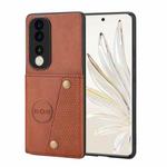 For Honor 70 Double Buckle Card Slots Magnetic Phone Case(Brown)