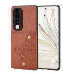 For Honor 70 Pro Double Buckle Card Slots Magnetic Phone Case(Brown)