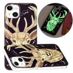 For iPhone 14 Luminous TPU Soft Phone Case (Deer Head)
