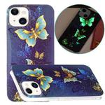 For iPhone 14 Luminous TPU Soft Phone Case (Dual Butterflies)