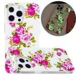 For iPhone 14 Pro Luminous TPU Soft Phone Case(Rose Flower)