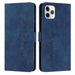 For iPhone 14 Pro Max Skin Feel Heart Pattern Leather Phone Case (Blue)