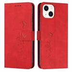 For iPhone 14 Skin Feel Heart Pattern Leather Phone Case (Red)