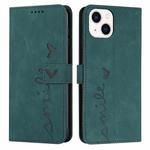 For iPhone 14 Plus Skin Feel Heart Pattern Leather Phone Case (Green)