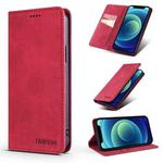 For iPhone 14 Plus TAOKKIM Retro Matte Leather Case (Red)