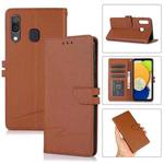 For Samsung Galaxy A20 Cross Texture Horizontal Flip Leather Phone Case(Brown)