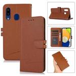 For Samsung Galaxy A40 Cross Texture Horizontal Flip Leather Phone Case(Brown)