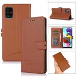 For Samsung Galaxy A51 5G Cross Texture Horizontal Flip Leather Phone Case(Brown)