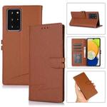 For Samsung Galaxy Note20 Ultra Cross Texture Horizontal Flip Leather Phone Case(Brown)