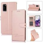 For Samsung Galaxy S20 Cross Texture Horizontal Flip Leather Phone Case(Pink)
