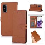 For Samsung Galaxy S20 Cross Texture Horizontal Flip Leather Phone Case(Brown)