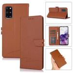 For Samsung Galaxy S20+ Cross Texture Horizontal Flip Leather Phone Case(Brown)