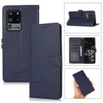 For Samsung Galaxy S20 Ultra Cross Texture Horizontal Flip Leather Phone Case(Dark Blue)