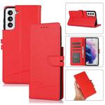 For Samsung Galaxy S21+ 5G Cross Texture Horizontal Flip Leather Phone Case(Red)