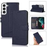 For Samsung Galaxy S22 5G Cross Texture Horizontal Flip Leather Phone Case(Dark Blue)
