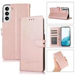 For Samsung Galaxy S22+ 5G Cross Texture Horizontal Flip Leather Phone Case(Pink)