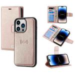 For iPhone 14 Pro Magnetic Detachable Leather Phone Case(Rose Gold)