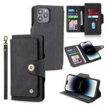 For iPhone 14 Pro Max POLA 9 Card-slot Oil Side Leather Phone Case (Black)