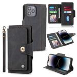 For iPhone 14 Pro POLA 9 Card-slot Oil Side Leather Phone Case(Black)