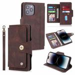 For iPhone 14 Pro POLA 9 Card-slot Oil Side Leather Phone Case(Brown)
