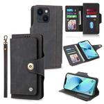 For iPhone 14 POLA 9 Card-slot Oil Side Leather Phone Case (Black)