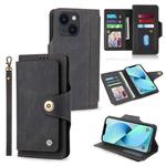 For iPhone 14 Plus POLA 9 Card-slot Oil Side Leather Phone Case (Black)