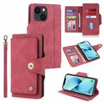 For iPhone 14 Plus POLA 9 Card-slot Oil Side Leather Phone Case (Red)