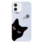 For iPhone 12 Painted Pattern PC Phone Case(Black Cat)