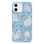 For iPhone 12 Painted Pattern PC Phone Case(Funny Cat)