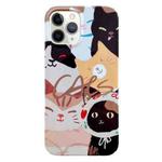 For iPhone 11 Pro Max Painted Pattern PC Phone Case (Stacked Cats)