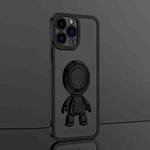 For iPhone 13 Pro Max Electroplate Astronaut Holder Phone Case (Black)