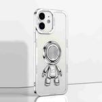 For iPhone 12 Electroplate Astronaut Holder Phone Case(White)