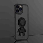 For iPhone 12 Pro Electroplate Astronaut Holder Phone Case(Black)