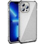 For iPhone 14 Carbon Fiber Texture Shockproof Phone Case (Transparent Black)