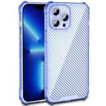 For iPhone 14 Carbon Fiber Texture Shockproof Phone Case (Transparent Blue)