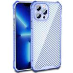 For iPhone 13 Carbon Fiber Texture Shockproof Phone Case(Transparent Blue)