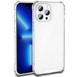 For iPhone 13 Pro Max Carbon Fiber Texture Shockproof Phone Case (Transparent White)