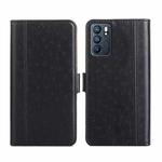 For OPPO Reno6 5G Ostrich Texture Flip Leather Phone Case(Black)