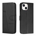For iPhone 14 Stitching Calf Texture Buckle Leather Phone Case (Black)