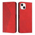 For iPhone 14 Plus Diamond Pattern Splicing Skin Feel Magnetic Phone Case (Red)