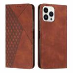 For iPhone 14 Pro Diamond Pattern Splicing Skin Feel Magnetic Phone Case(Brown)