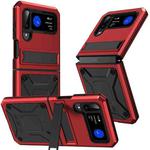 For Samsung Galaxy Z Flip4 Metal Shock-proof Phone Case With Holder(Red)