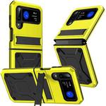 For Samsung Galaxy Z Flip4 Metal Shock-proof Phone Case With Holder(Yellow)