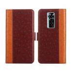 For Tecno Phantom X Ostrich Texture Flip Leather Phone Case(Brown)