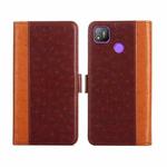 For Tecno Pop 4 Ostrich Texture Flip Leather Phone Case(Brown)